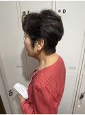 白髪ぼかし　60代　ミセス　刈り上げショート　白髪染め