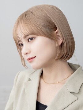 エミュー 大船店(emue) 大船駅ミルクティーベージュケアブリーチカラー顔周りレイヤー◆