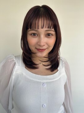 カバーヘア ブリス 上尾西口店(COVER HAIR bliss) 透け感ぱっつんバングシャギーカットミディp1上尾20代30代40代