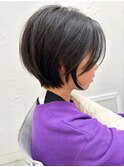ナチュラルショート小顔マッシュボブ顔周りカットシャギーカット