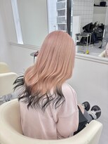 ギア(GEAR.) 推しカラーに最適☆ハイトーン薄ピンク×黒裾デザインカラー