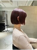 【定元剛志】艶髪ぷつっとボブ/艶髪ラベンダーピンク/丸みボブ