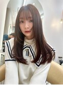 顔周りレイヤー 似合わせカット チェリーブラウン 前髪
