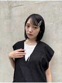 ◎切りっぱなしボブ縮毛矯正ショートボブストレートパーマ
