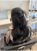 カチモリハーフアップ ヘアセット お呼ばれ 結婚式 表参道