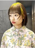 ルーツカラーライム_切りっぱなしボブエアリーロング_ba483151
