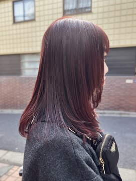 ラレイ ハラジュク(Lalei harajuku) 【白石】ブリーチなしワインレッド原宿学割U24レイヤーカット