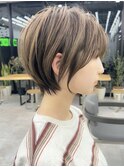 美髪シアーカラーピンクブラウンショート