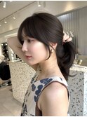 T239顔周りカットグレージュブリーチなし透明感20代小顔ロング