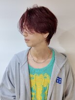 ピチカート(pizzicato) ブリーチなしレッド センターパート メンズボブ