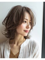 ハーツ(Heart's)&nbsp;ミディアムレイヤー×白髪ぼかしカラー30代40代50代60代