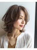 ミディアムレイヤー×白髪ぼかしカラー30代40代50代60代