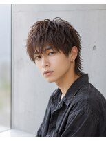 MEN's Baguz MEN'Sカット/ MEN'Sパーマ/ MEN'Sカラー ブラウンカラーで魅せる韓国風束感メンズウルフレイヤー
