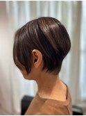 大人可愛い30代40代50代黒髪前下がりショートボブ丸みショート◎