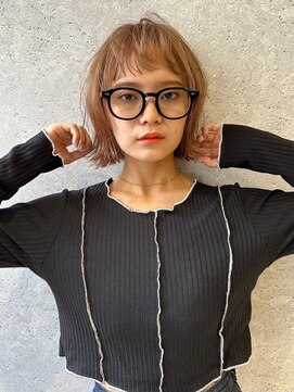 アース 三軒茶屋店(HAIR&MAKE EARTH) 三軒茶屋_レディース_ミディアム_コテ巻き_ボブ_ベージュ_小顔