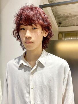 ノブレス ノアール(NOBLESSE NOIR) メンズウルフ/ワインレッド/くせ毛パーマ風