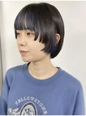 【morio原宿】インナーカラーブルー　ステップカットボブ