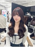 韓国ヘア/顔まわりカット/ブリーチなし/暖色カラー/ピンクカラー