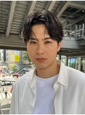 センターパート曲がる縮毛矯正フェザーパーマ銀座一丁目