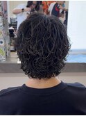 【サーフカールパーマ 】メンズウルフセンターパートコンマ