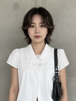エイチ ウルフカット 大阪梅田(811)&nbsp;レイヤーボブヘアカラーバレイヤージュ50代くるみちゃんヘア