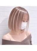 アンブレラカラー×ミルクティーボブ×超髪質改善トリートメント