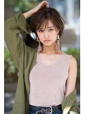 大人かわいい☆小顔前下がりレイヤーボブ×ハイライトグレージュ
