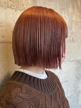 ミルヘアデザイン(mil hair design) ダブルカラーピンクベージュベージュカラーケアブリーチミニボブ