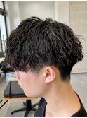 波巻きパーマメンズパーマメンズヘアツーブロックツイストパーマ