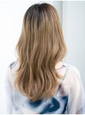 エアリーカールエアリーパーマミルクティーアッシュ長めバング