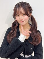 ツインテール ヘアセット 顔周りカット 美髪 ヘアアレンジ 20代
