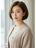 ★明るい白髪染め×シンプルショートボブ