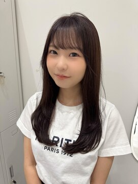 ジーナ 福岡天神(Zina) ワンカールレイヤーロング×ラベンダーブラウン(Zina福岡天神)