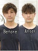 ビフォーアフター30代40代ツーブロックフェザーマッシュ