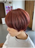 レッドカラー×マッシュショート