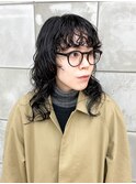 パーマポイント前髪パーマアンニュイミディアムウルフレイヤー