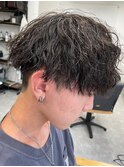 波巻きパーマメンズパーマメンズヘアツーブロックツイストパーマ