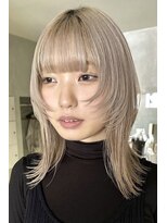 ハウ 心斎橋(how)&nbsp;ダブルカラーケアブリーチベージュピンクボブミニウルフリタッチ