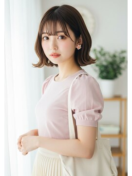 フルショウ 栄店(FURUSHO) 小顔魅せフェミニン外ハネボブくすみベージュ