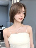 くびレイヤーボブルフネビージュ小顔ワンレンこなれミディ