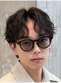緩め波巻きスパイラルパーマの微分けマッシュ◎