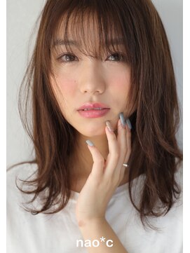 ナオシ 田原台店(nao c) 【生駒nao*c】ミルクティーベージュアッシュ/ゆるふわセミロング