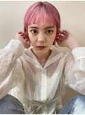 眉上バング/ビビットピンク