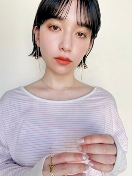 ガーデン タチカワ(garden tachikawa) タイトボブ×ネイビーブルー×シースルーバング