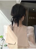 結婚式参列ヘアセットミディアムゆるふわお団子/今枝