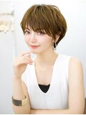 前髪あり耳掛け丸みくびれ大人ショートボブ20代30代40代50代＊