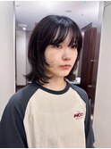◆レイヤーミディアム/顔周りレイヤーカット/ウルフカット/黒髪