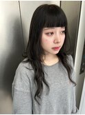 黒髪/ボブルフ/小顔/レイヤーカット/ハッシュカット/重めバング