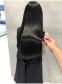 ダークアッシュ黒髪フェミニンロングネビージュブルージュ