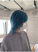 藤沢/ブリーチ/ターコイズブルー/ウルフカット/レイヤーカット